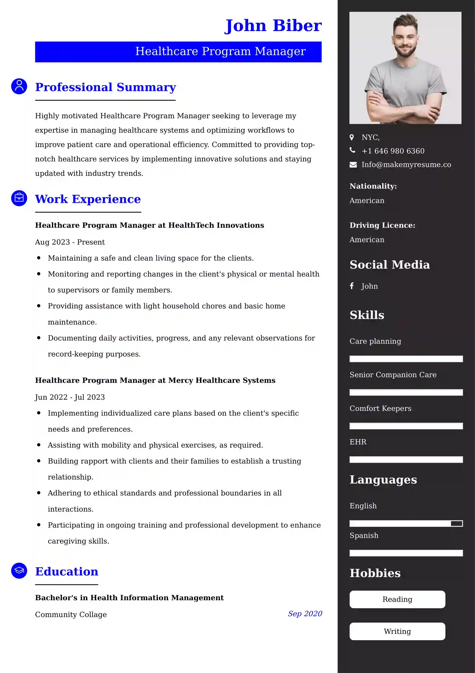 Healthcare Program Manager Resume Examples - Australian Format and Tips