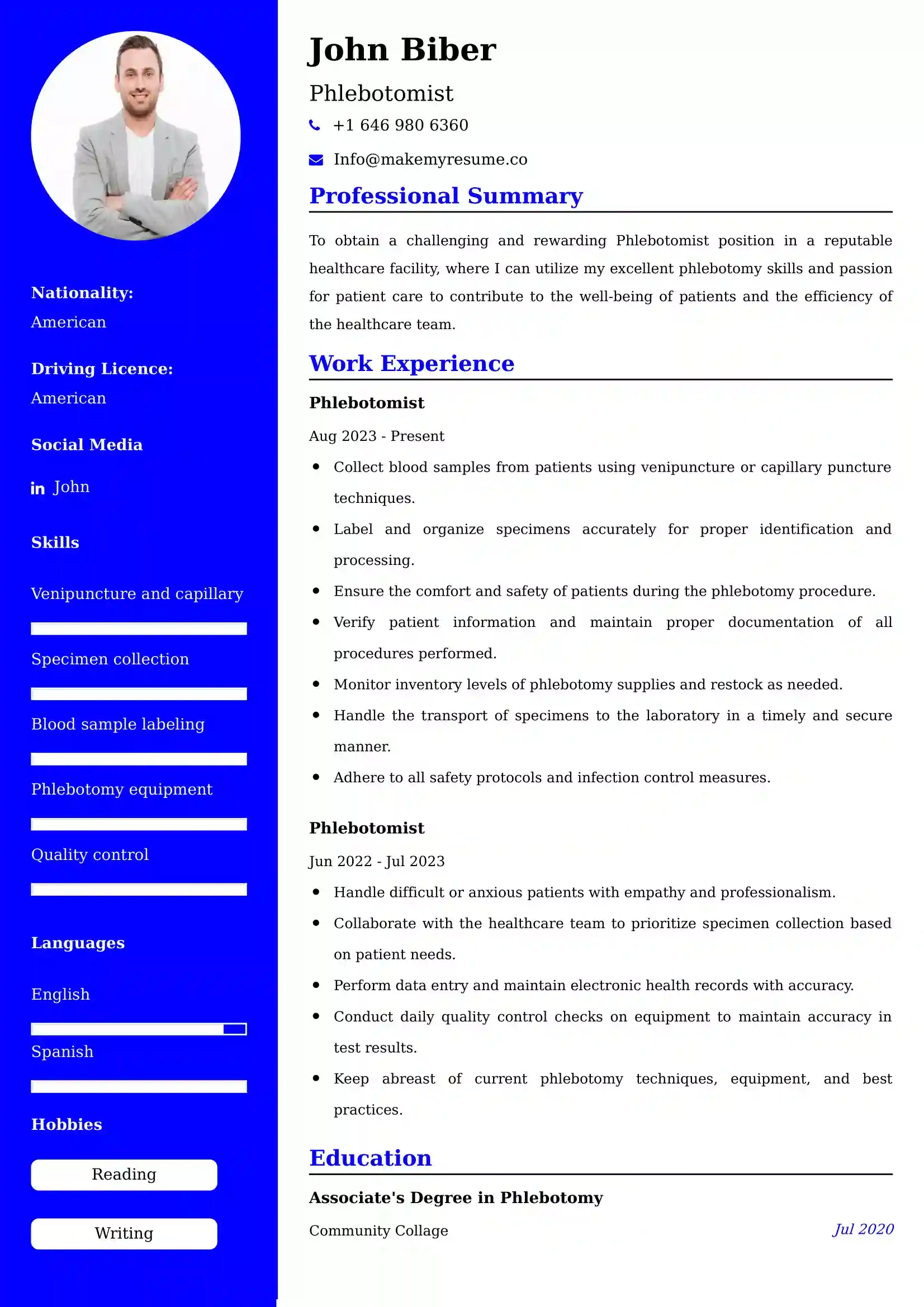 Phlebotomist Resume Examples - Australian Format and Tips