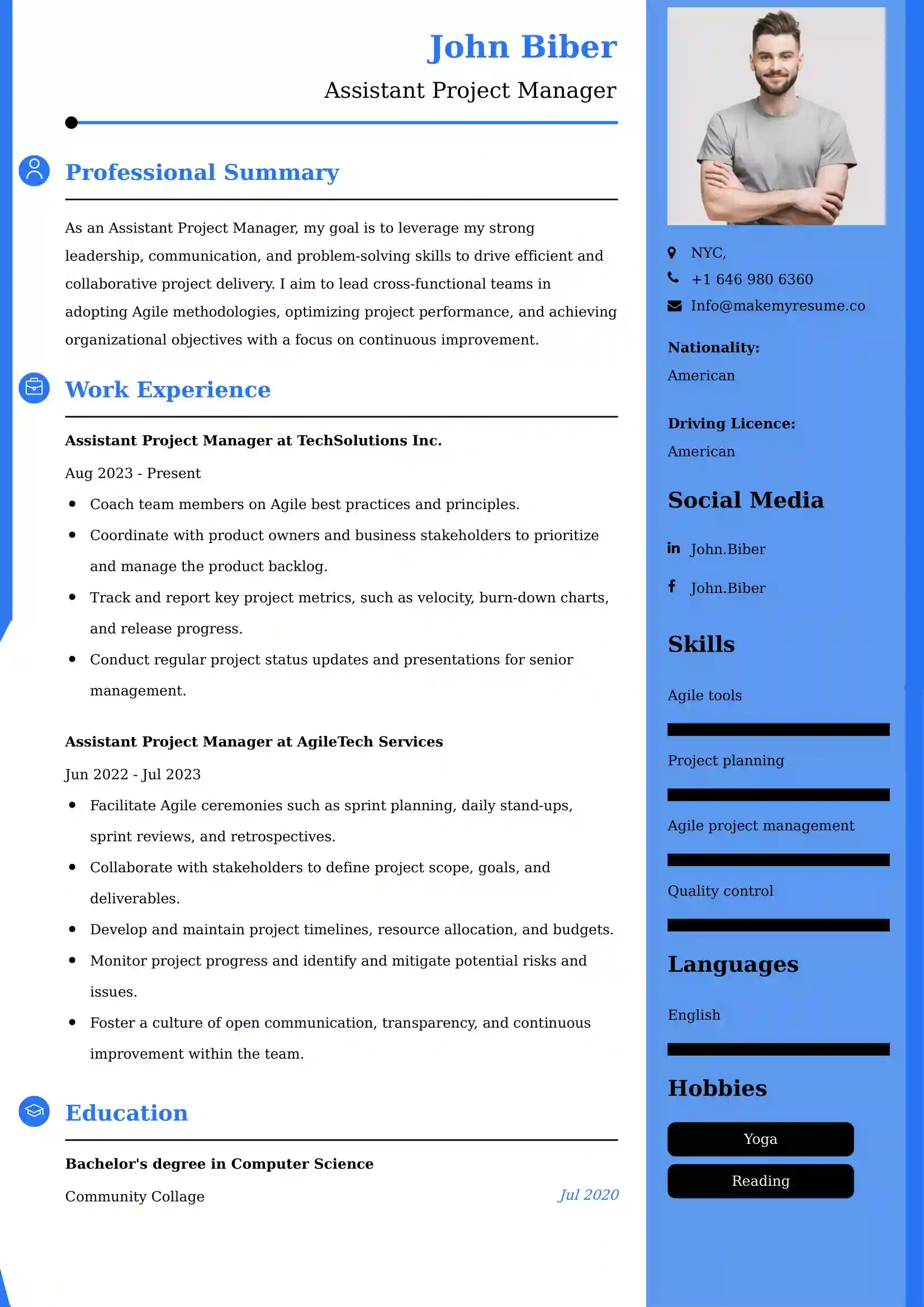 Assistant Project Manager Resume Examples - Australian Format and Tips
