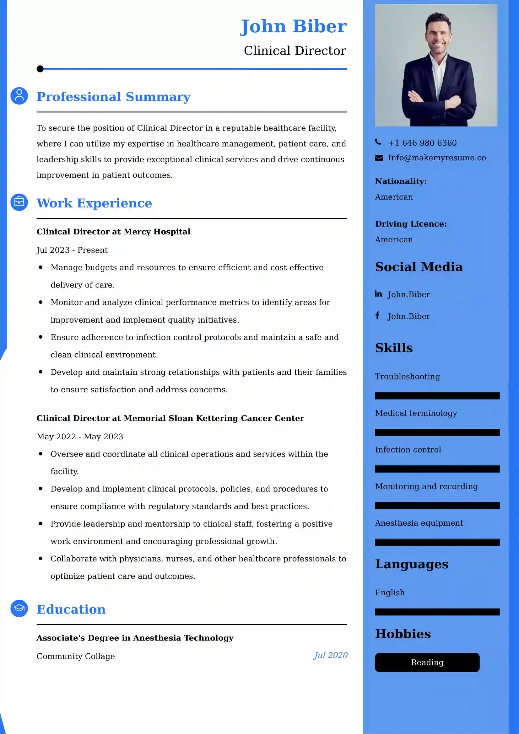 Clinical Director Resume Examples - Australian Format and Tips