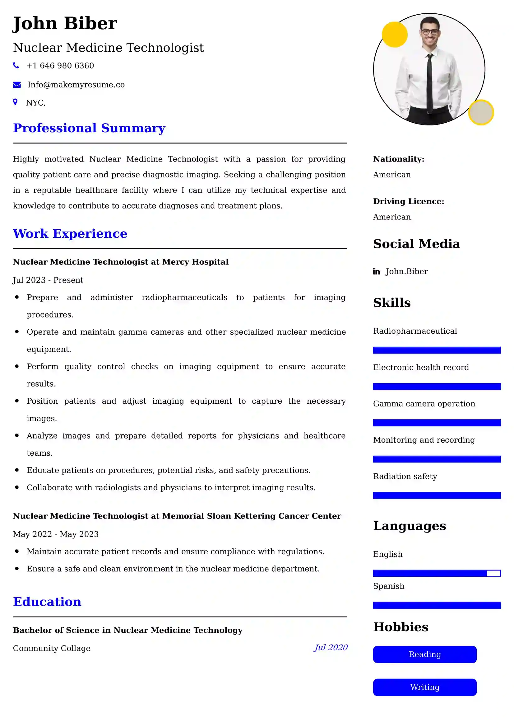 Nuclear Medicine Technologist Resume Examples - Australian Format and Tips