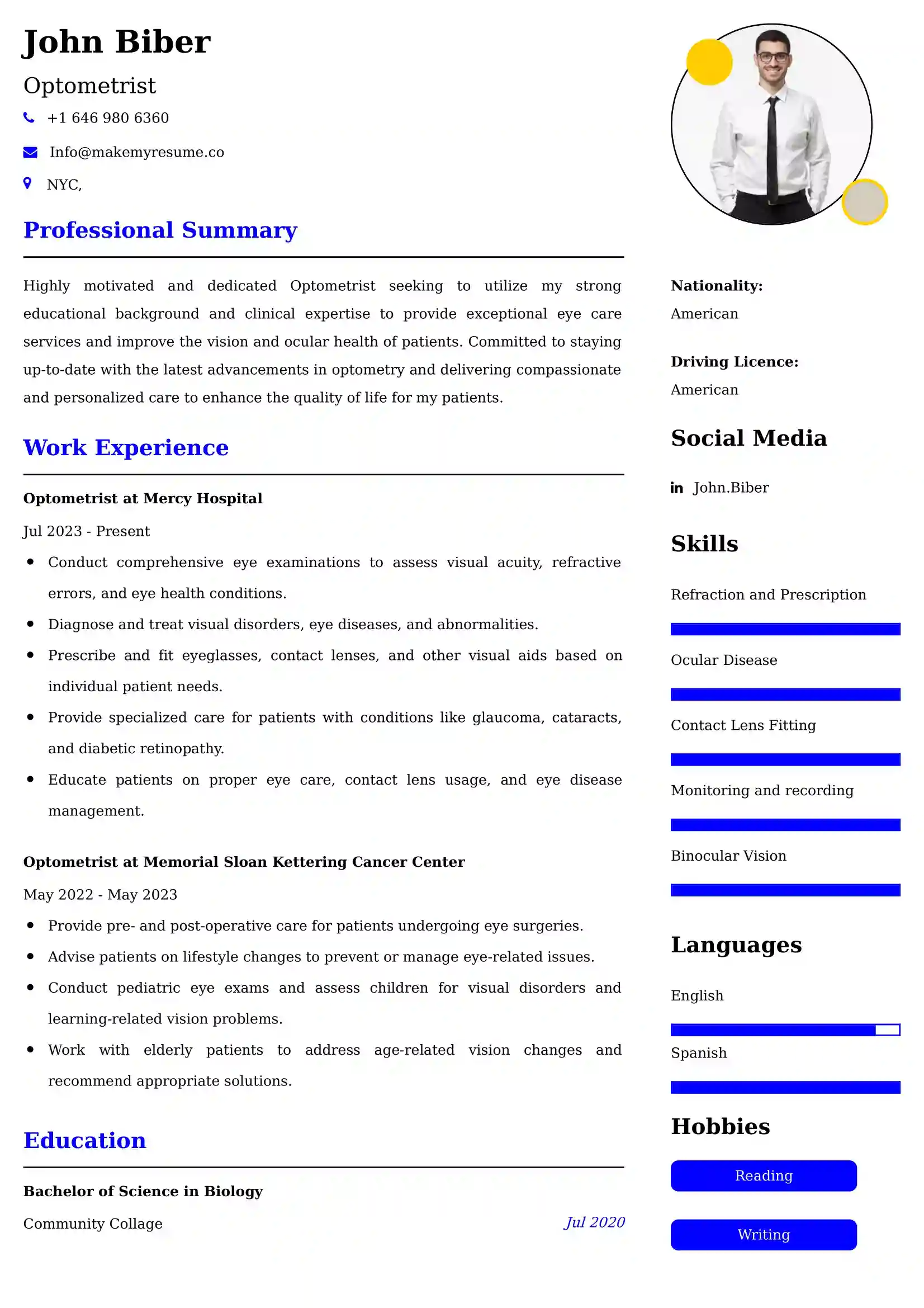 Optometrist Resume Examples - Australian Format and Tips