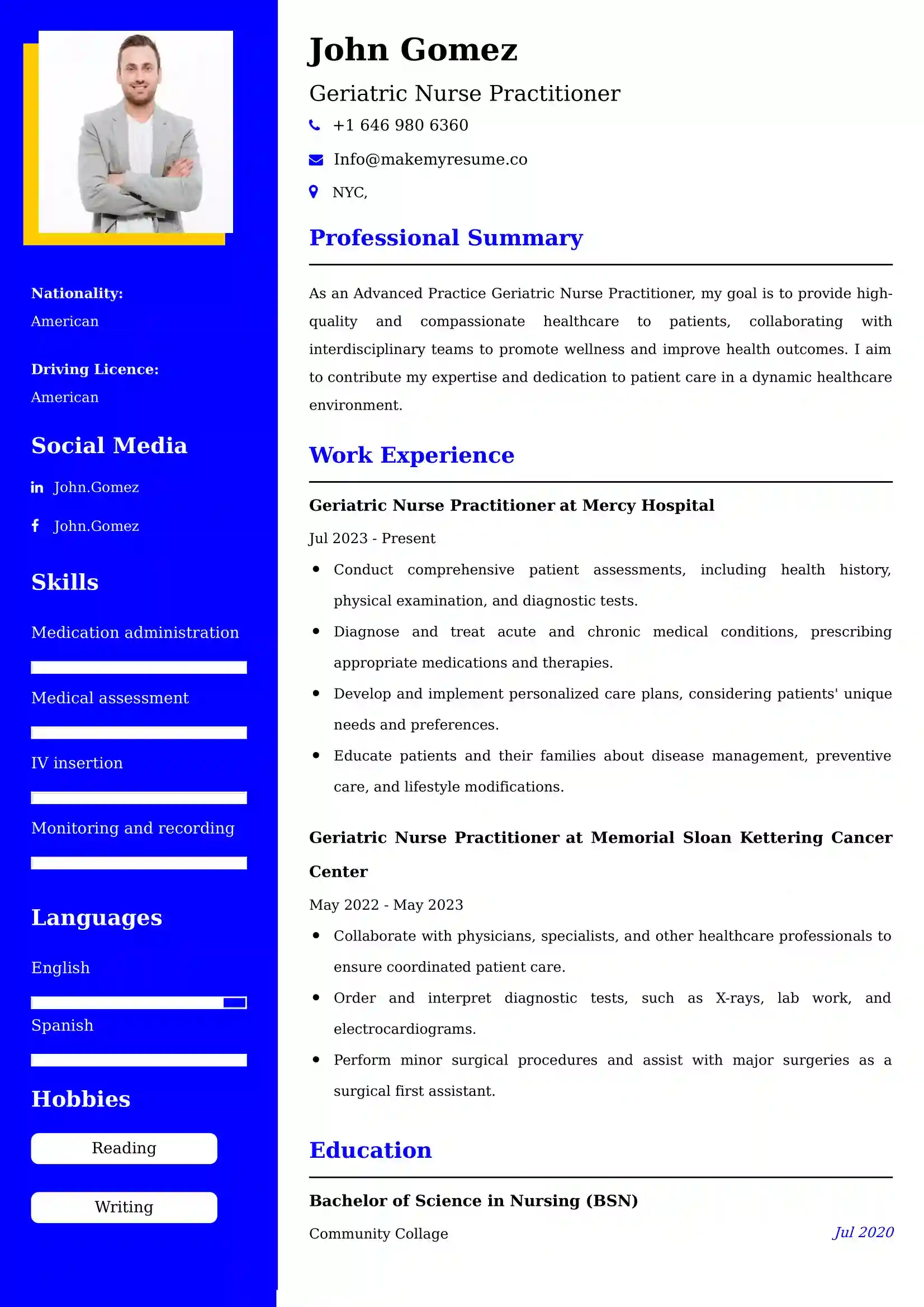 Geriatric Nurse Practitioner Resume Examples - Australian Format and Tips