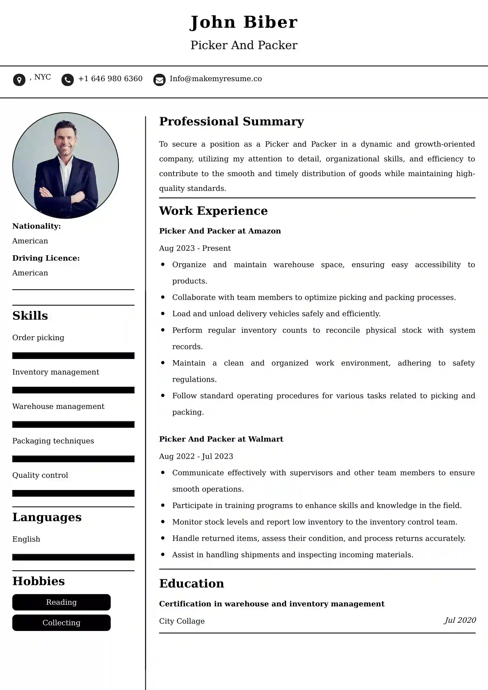 Picker And Packer Resume Examples - Australian Format and Tips