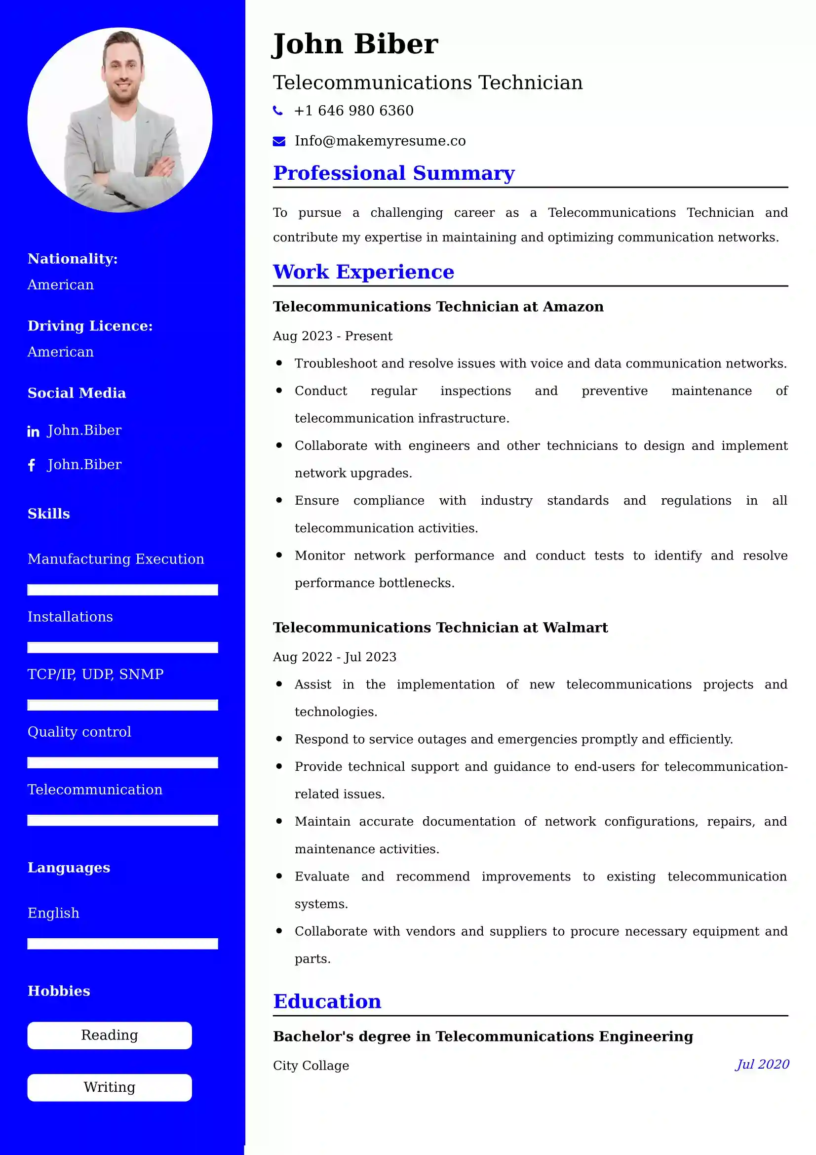 Telecommunications Technician Resume Examples - Australian Format and Tips