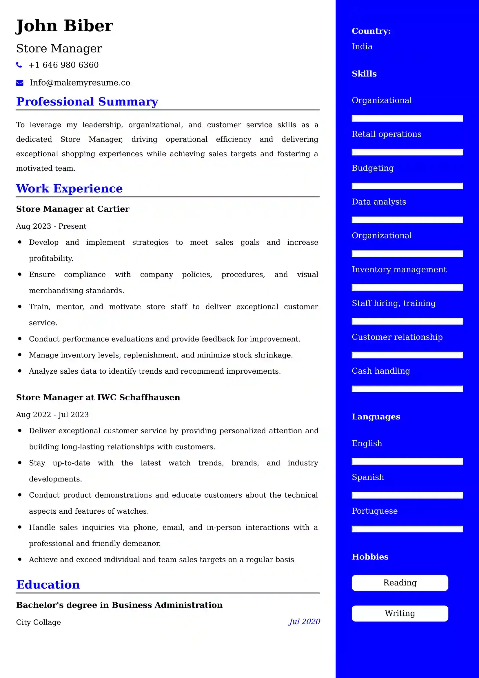 Store Manager Resume Examples - Australian Format and Tips