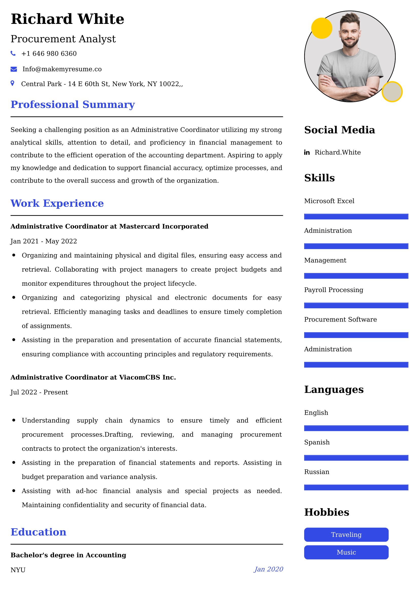 Procurement Analyst Resume Examples - Australian Format and Tips