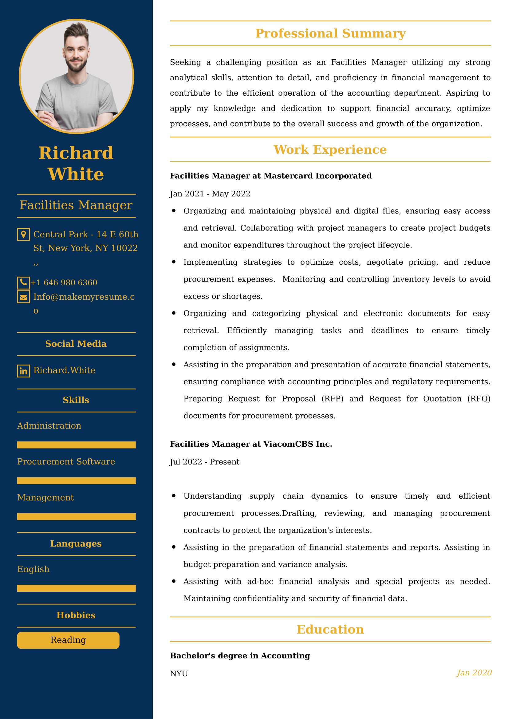 Facilities Manager Resume Examples - Australian Format and Tips