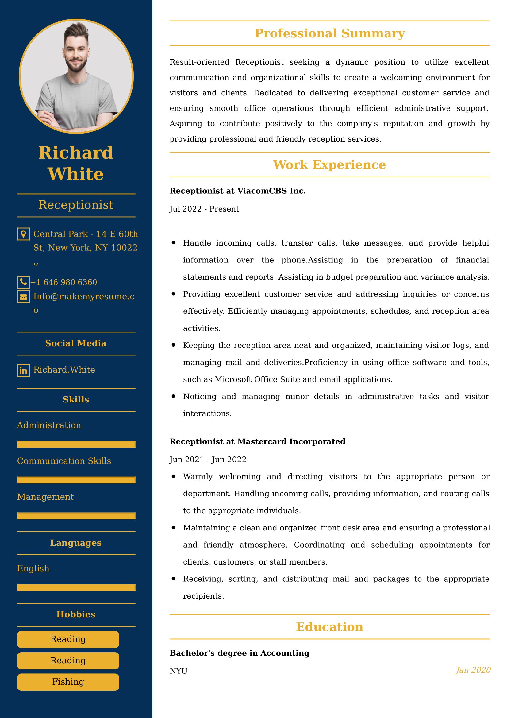 Receptionist Resume Examples - Australian Format and Tips