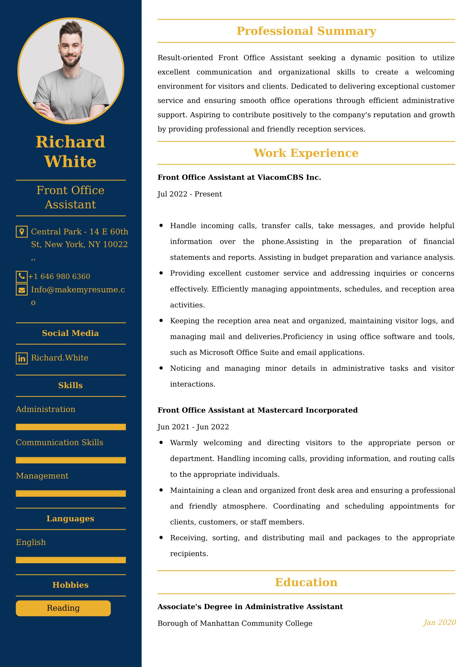 Front Office Assistant Resume Examples - Australian Format and Tips