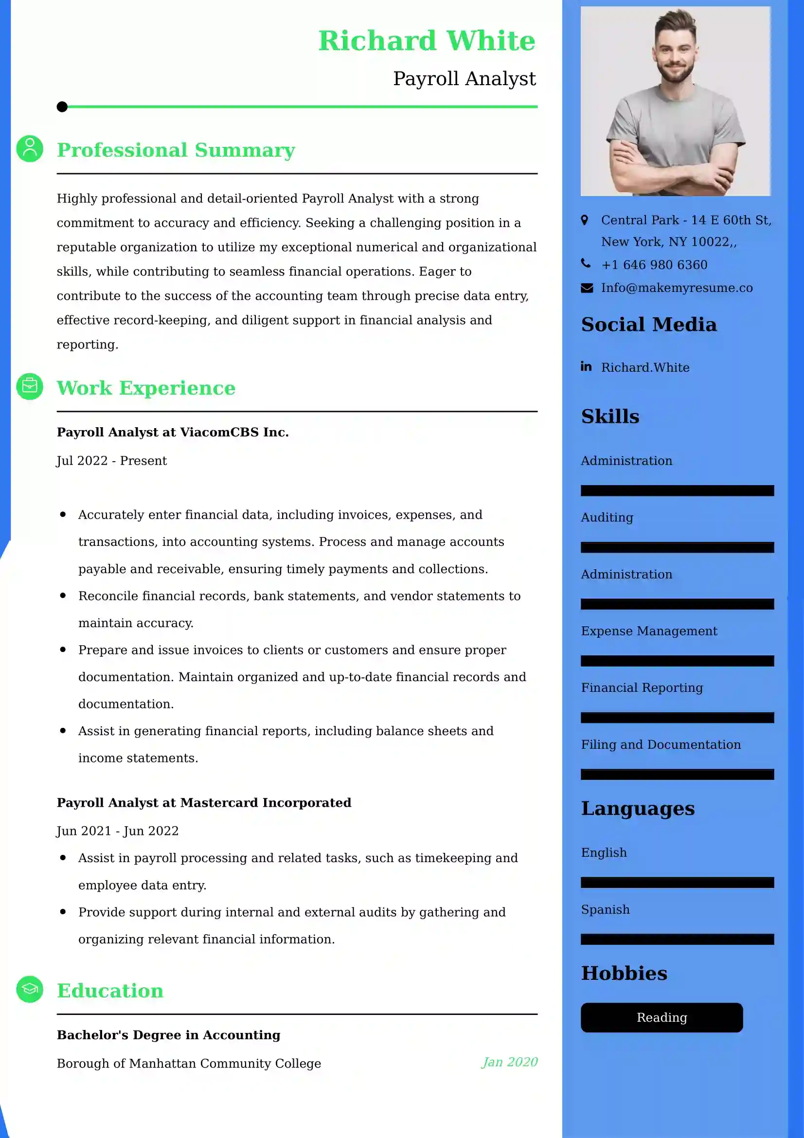 Payroll Analyst Resume Examples - Australian Format and Tips