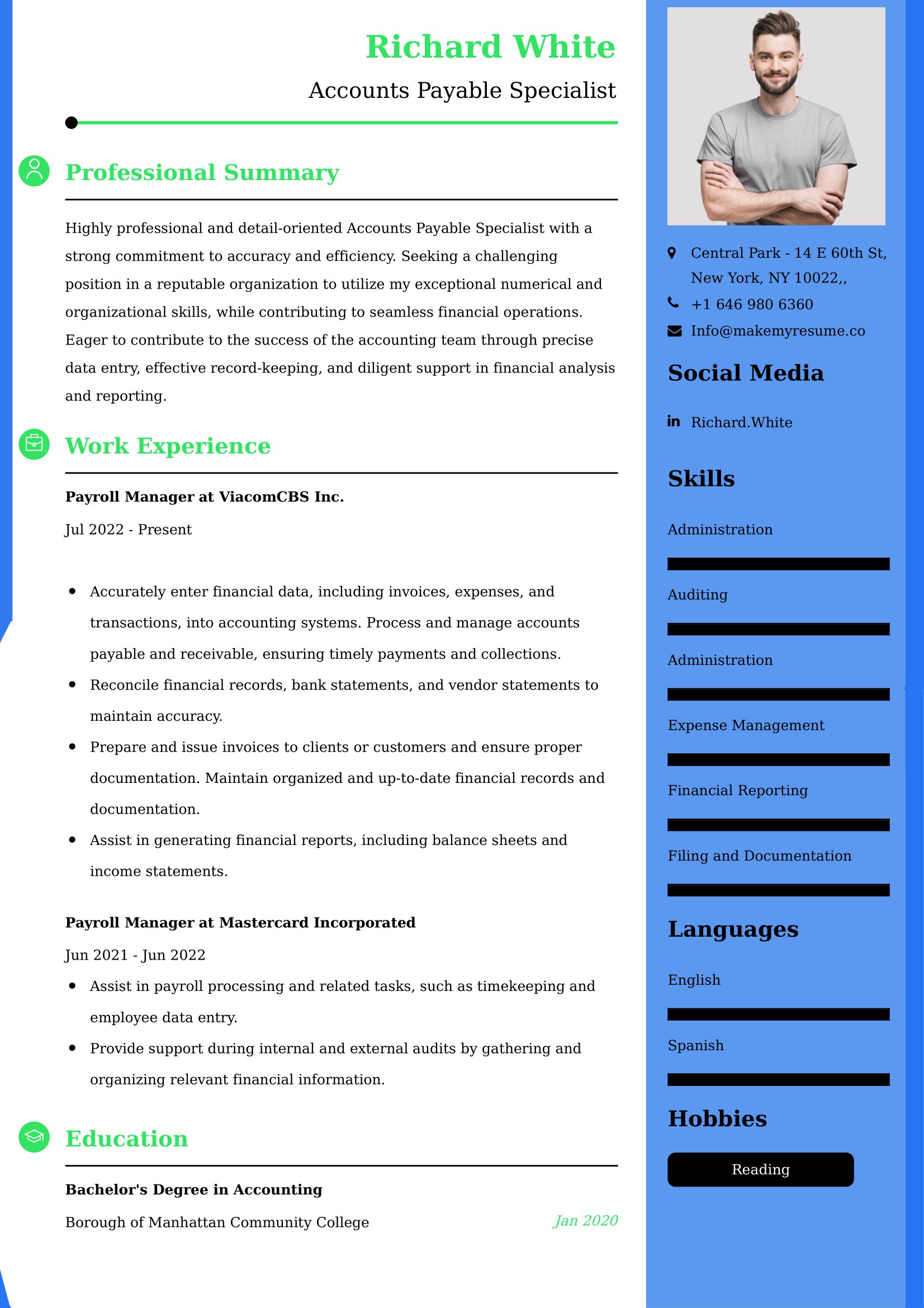 Accounts Payable Specialist Resume Examples - Australian Format and Tips