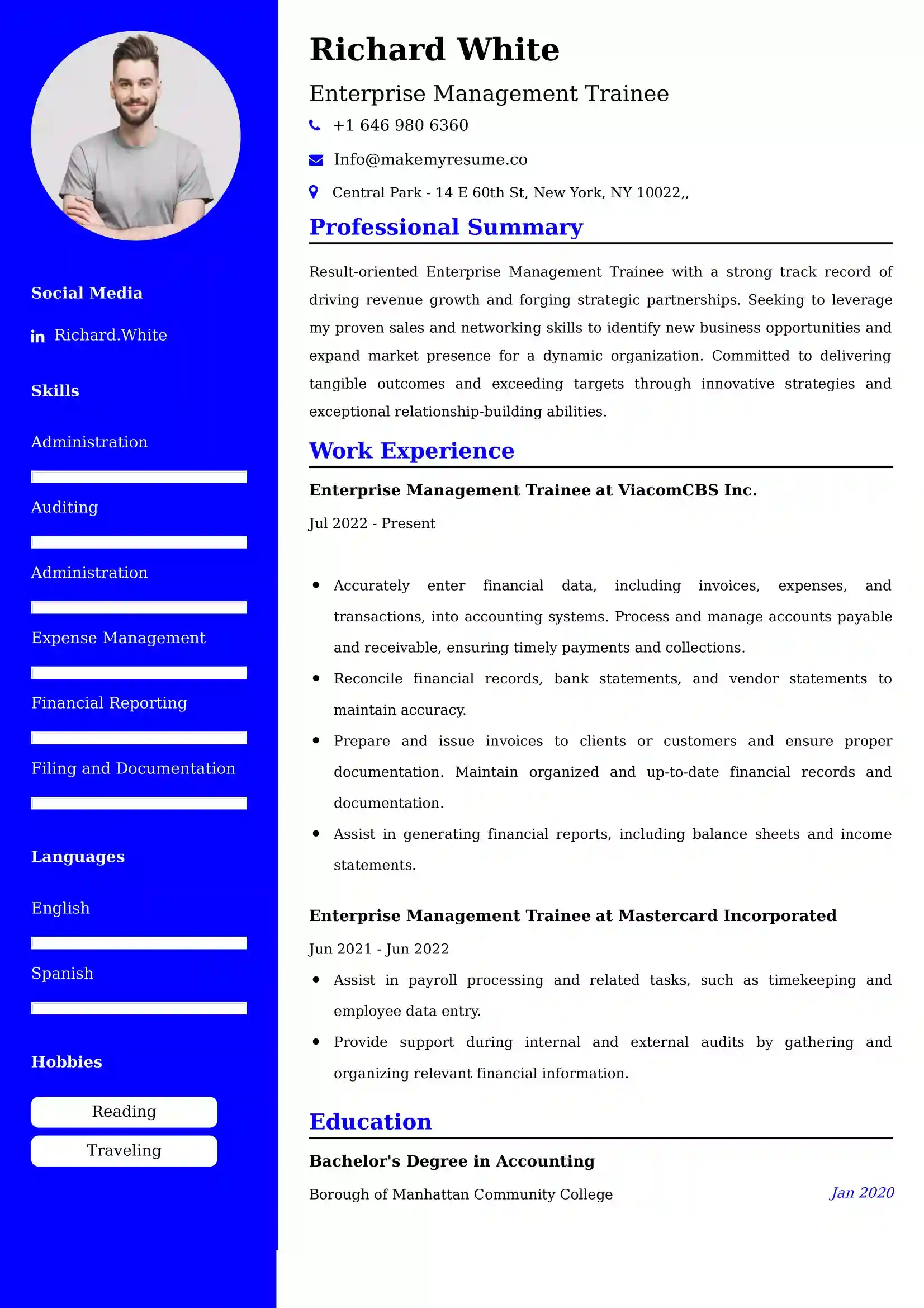 Enterprise Management Trainee Resume Examples - Australian Format and Tips