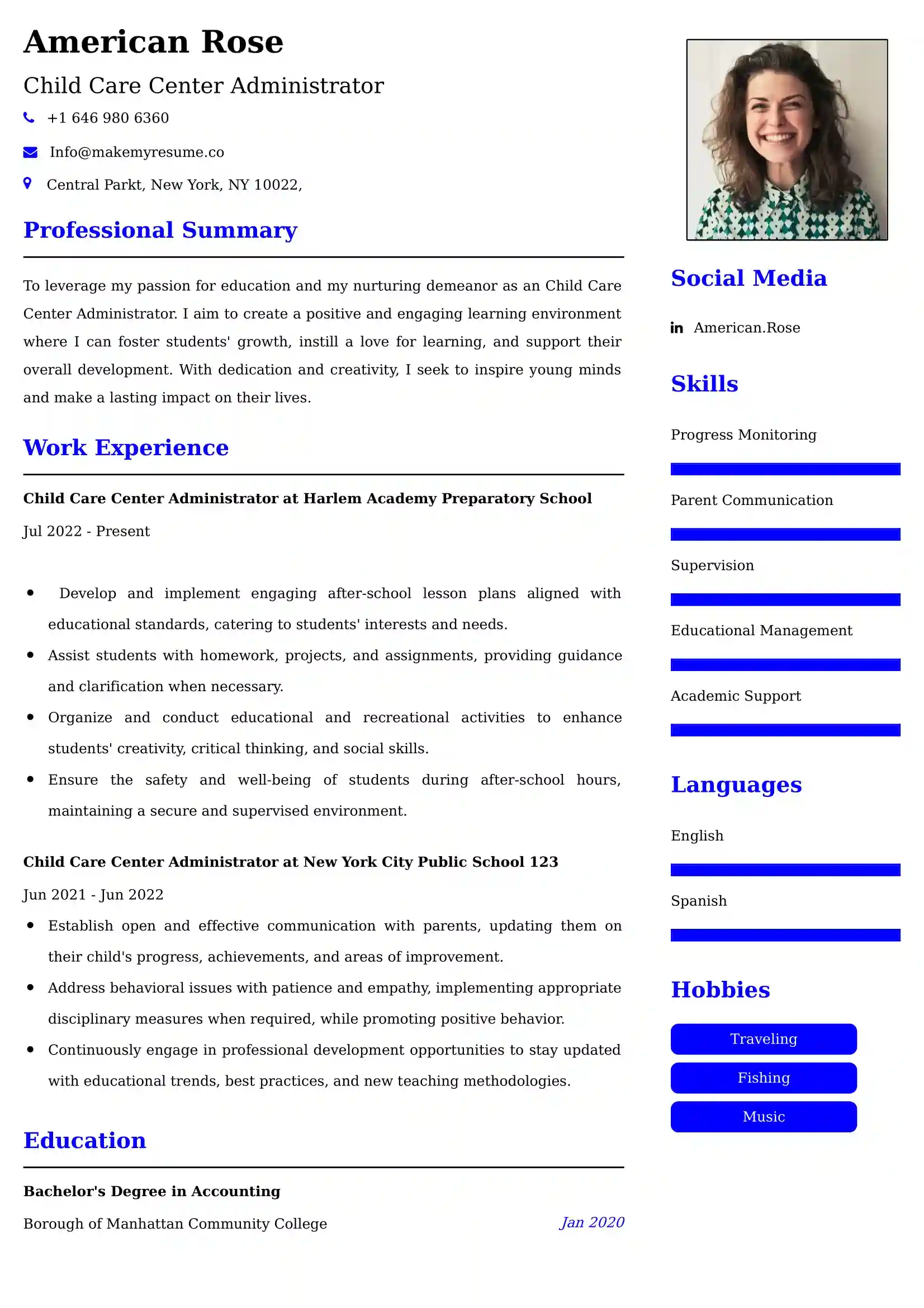 Child Care Center Administrator Resume Examples - Australian Format and Tips