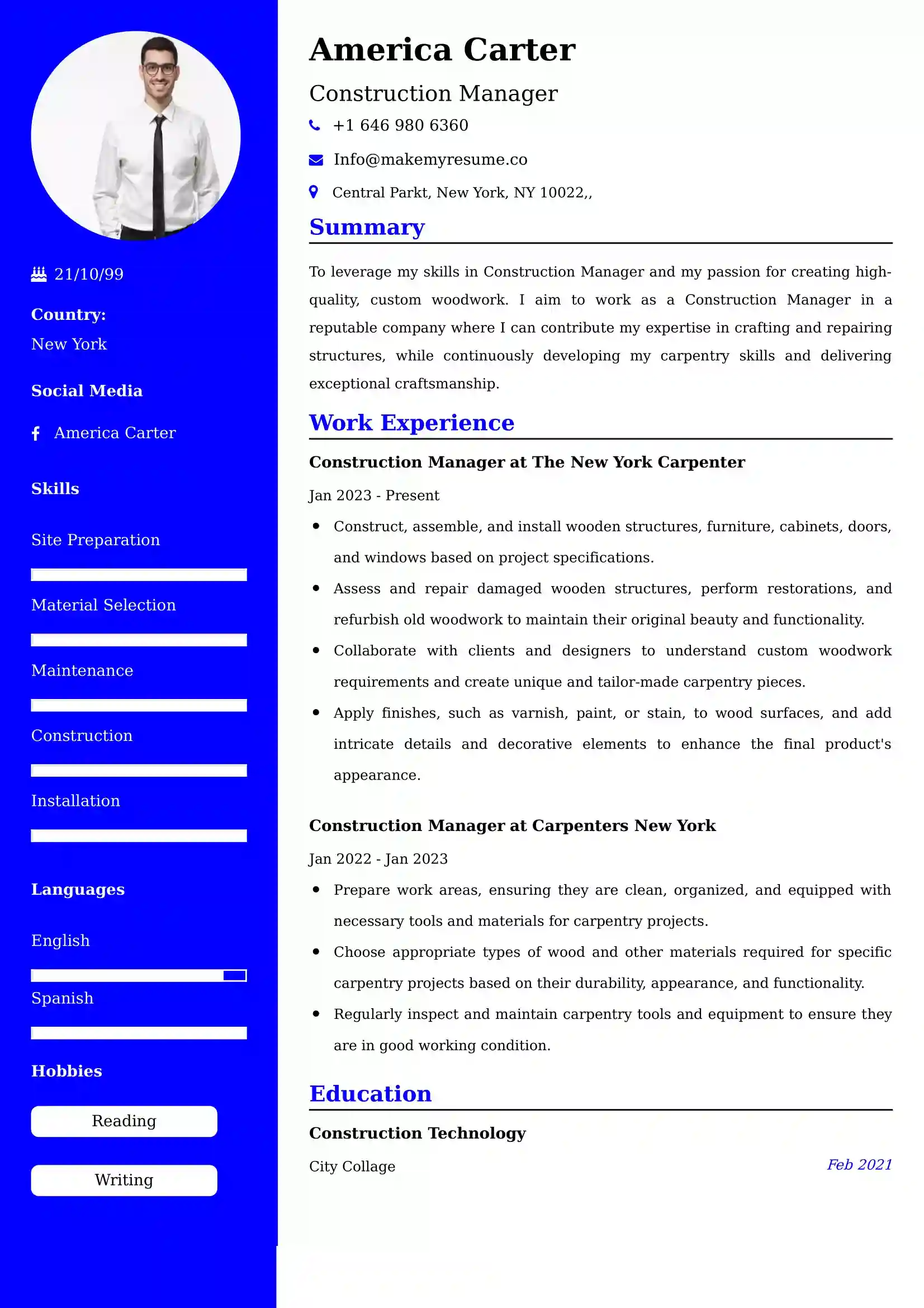 Construction Manager Resume Examples - Australian Format and Tips