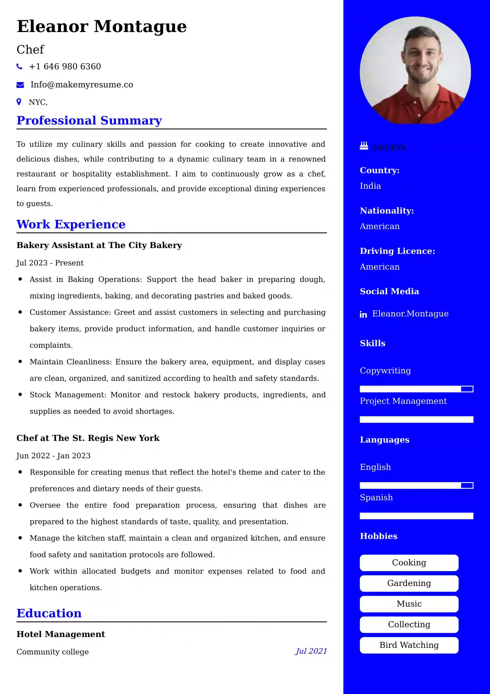 Chef Resume Examples - Australian Format and Tips