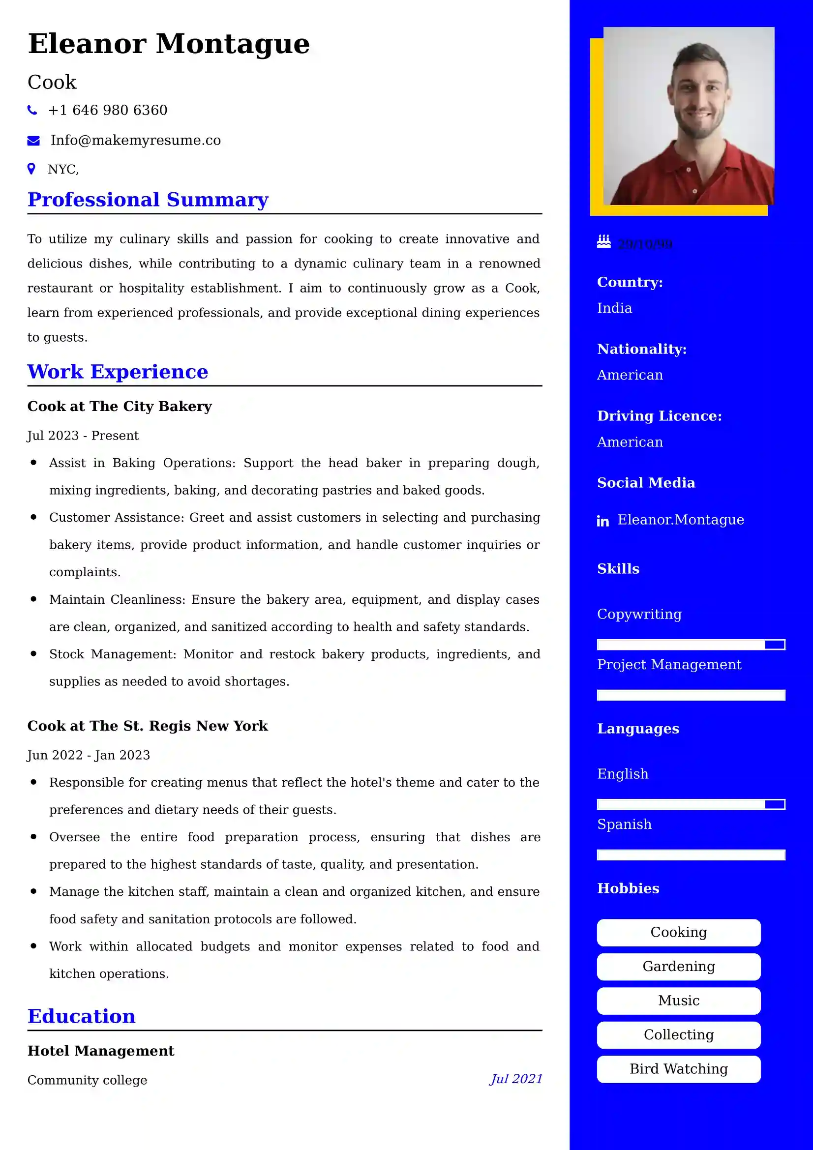 Cook Resume Examples - Australian Format and Tips