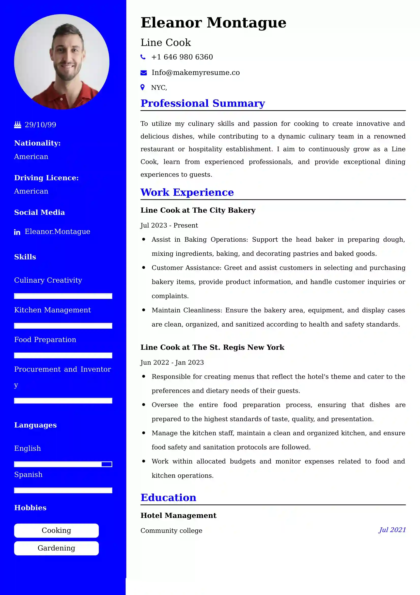 Line Cook Resume Examples - Australian Format and Tips