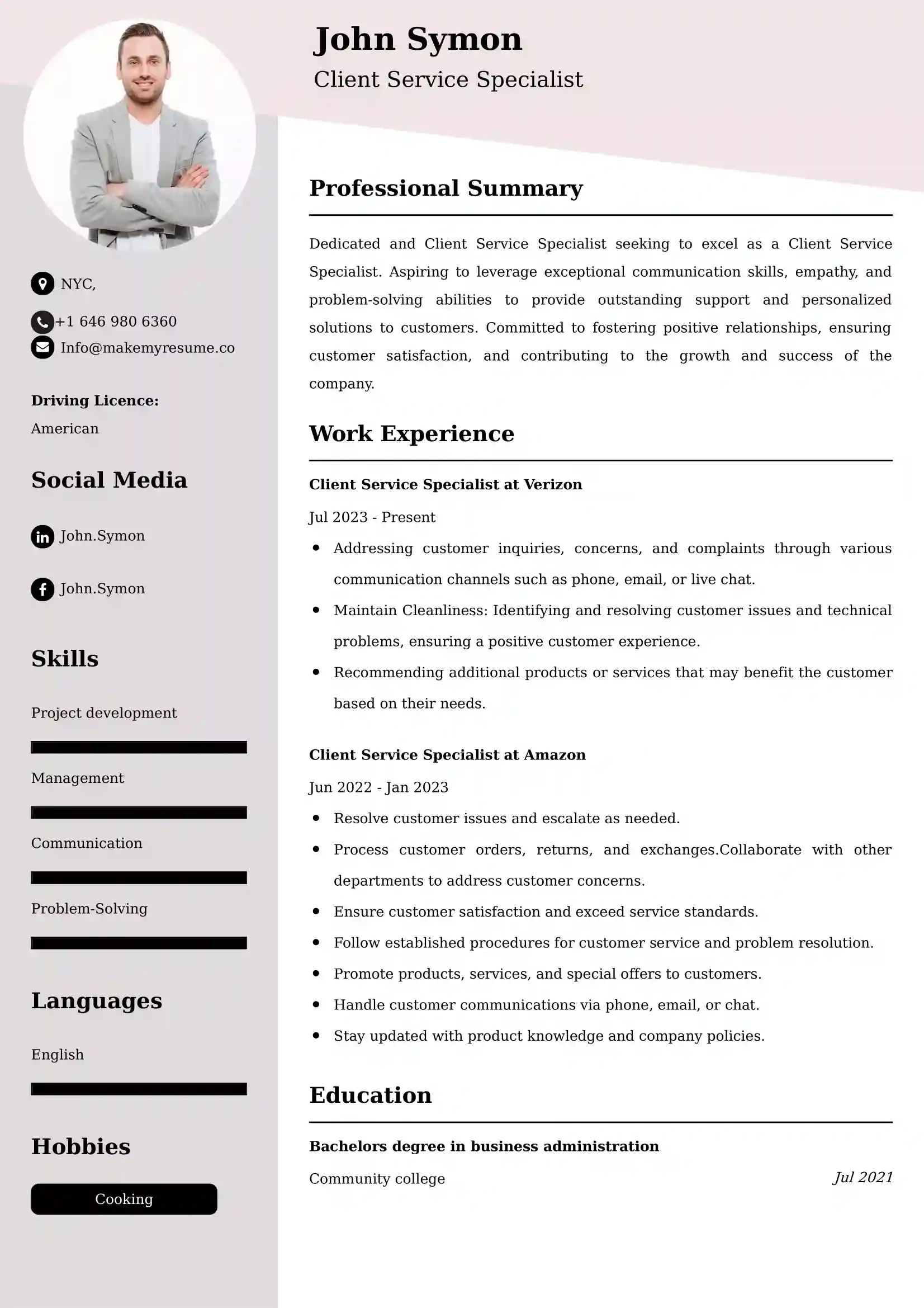 Client Service Specialist Resume Examples - Australian Format and Tips