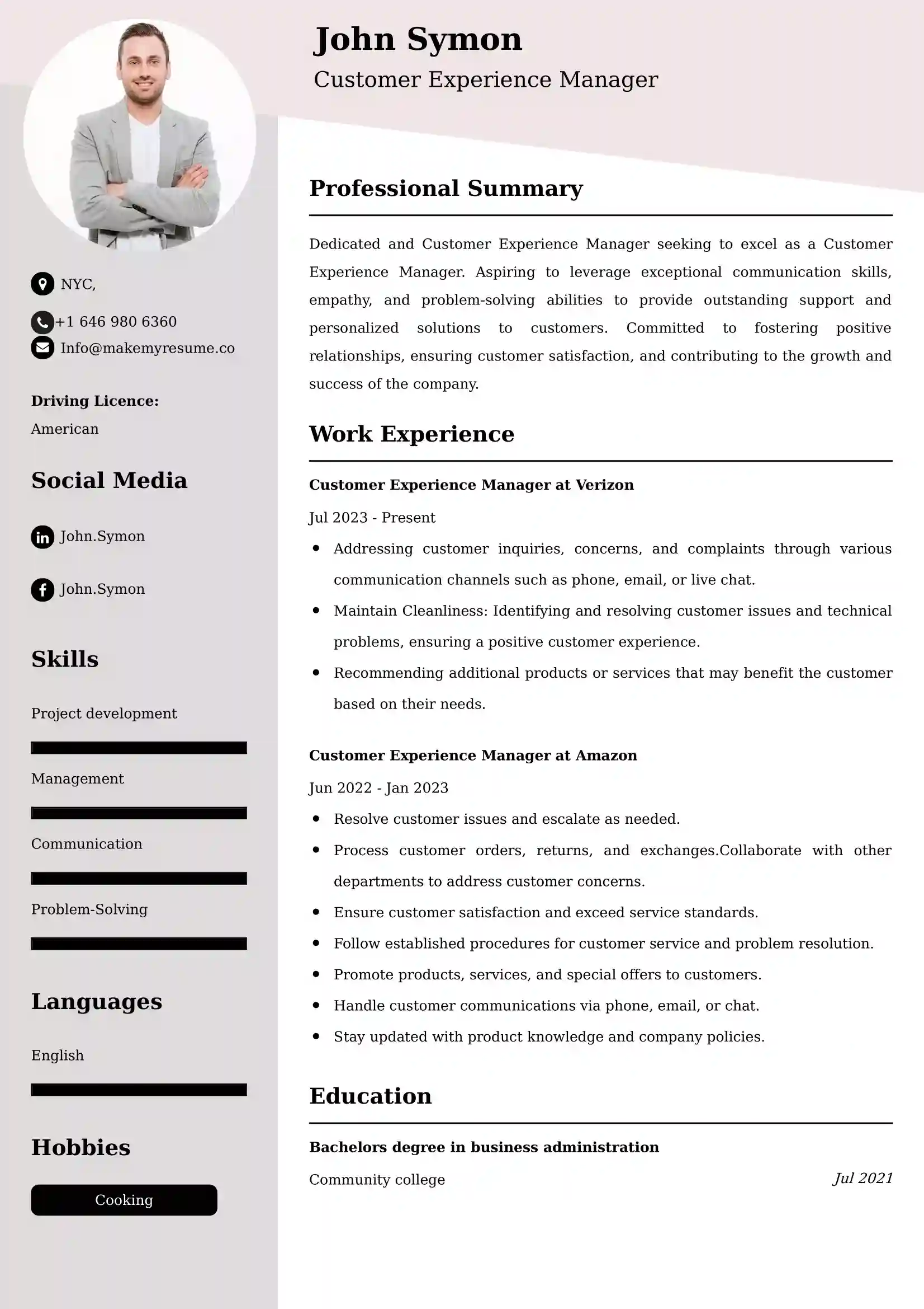 Customer Experience Manager Resume Examples - Australian Format and Tips