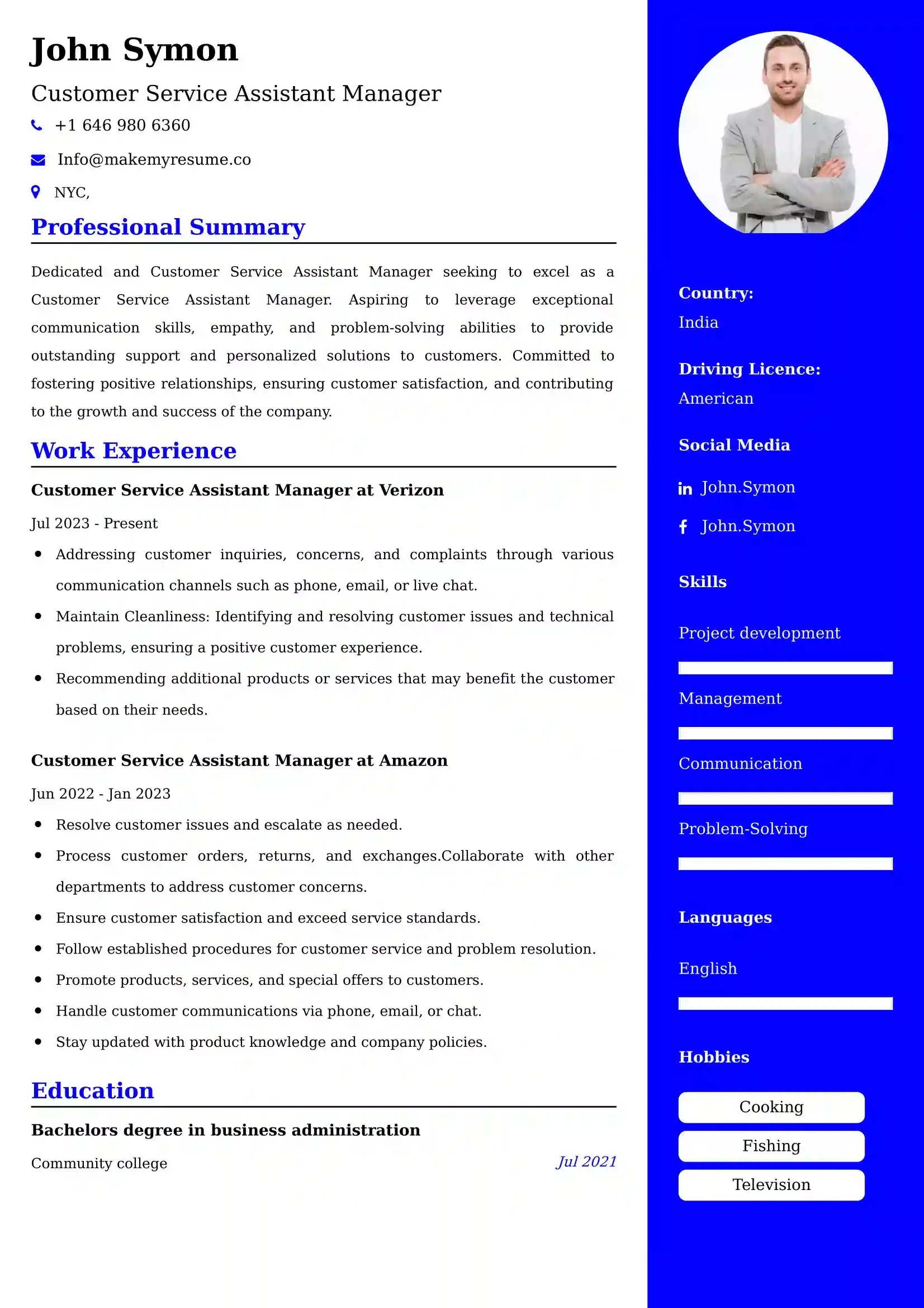 Customer Service Assistant Manager Resume Examples - Australian Format and Tips