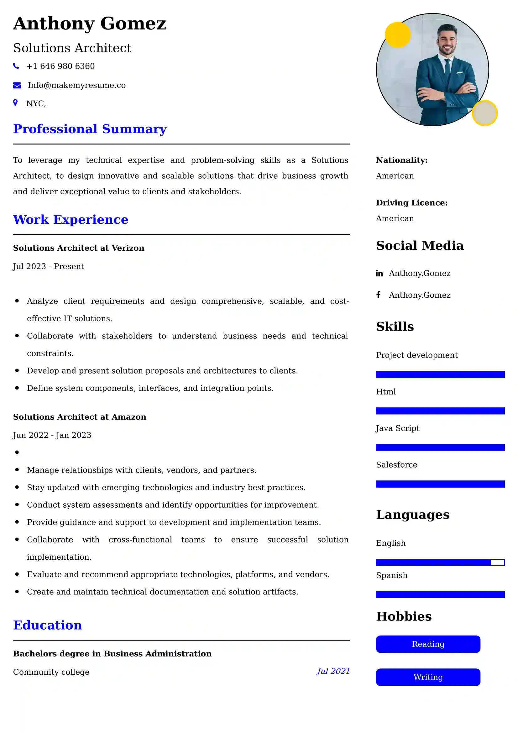 Solutions Architect Resume Examples - Australian Format and Tips