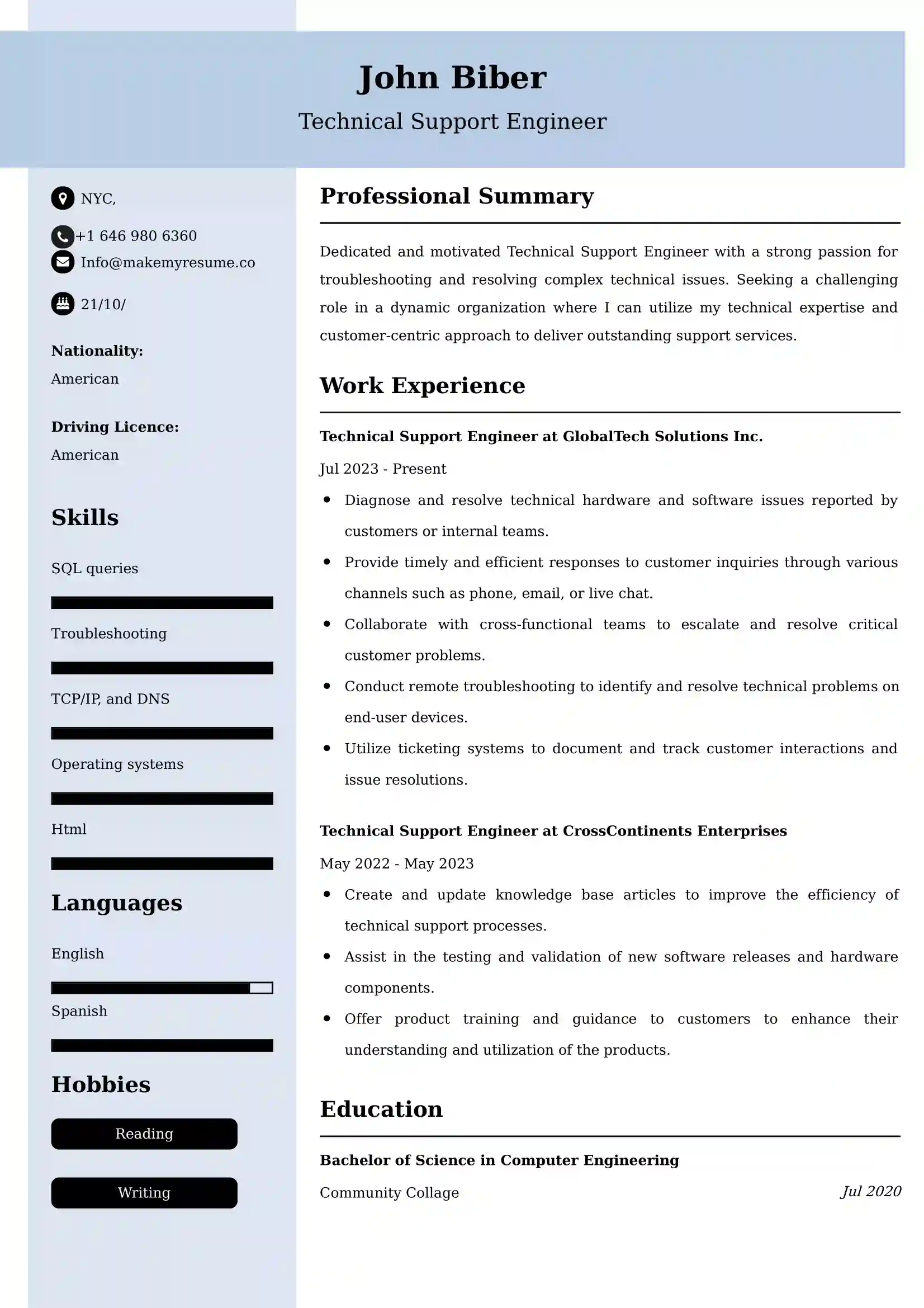 Technical Support Engineer Resume Examples - Australian Format and Tips