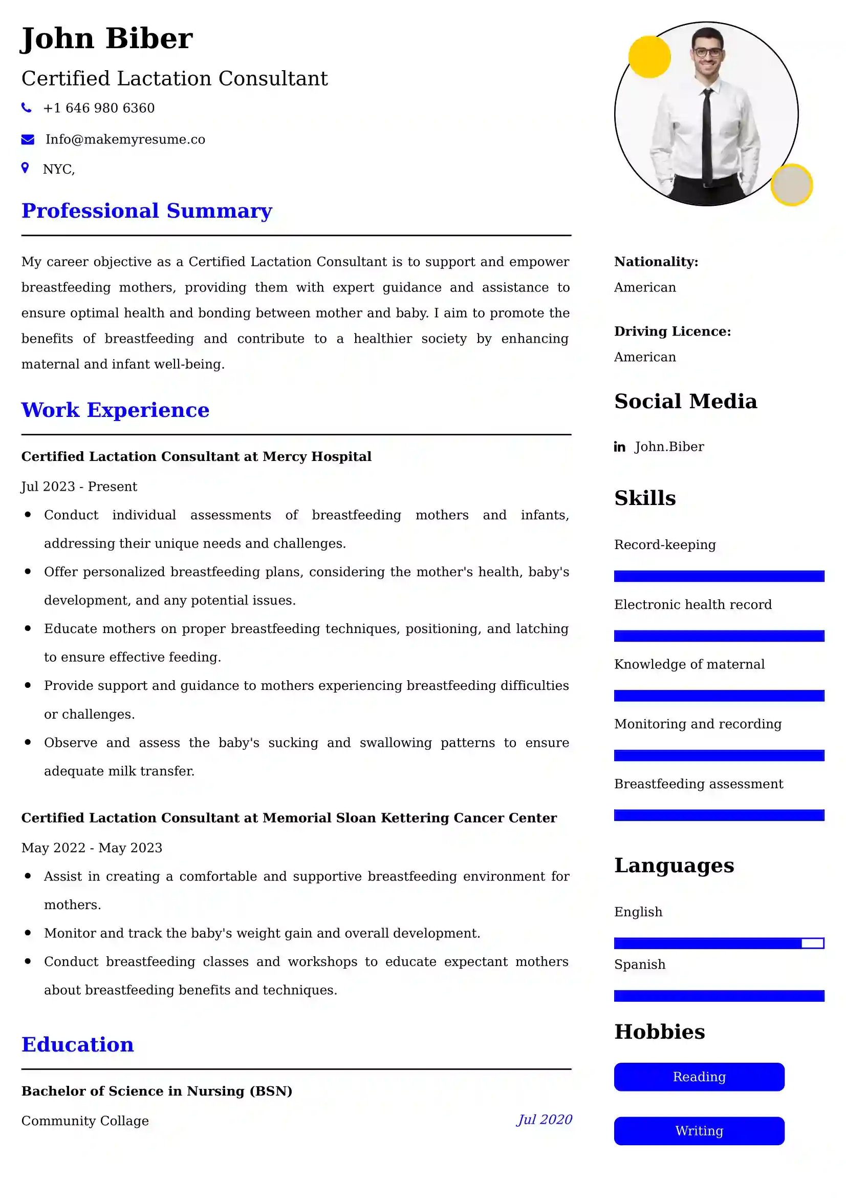 Certified Lactation Consultant Resume Examples - Australian Format and Tips