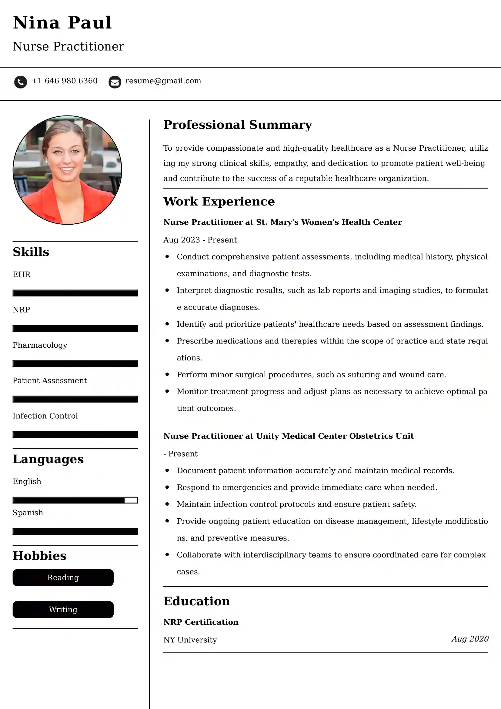Nurse Practitioner Resume Examples - Australian Format and Tips