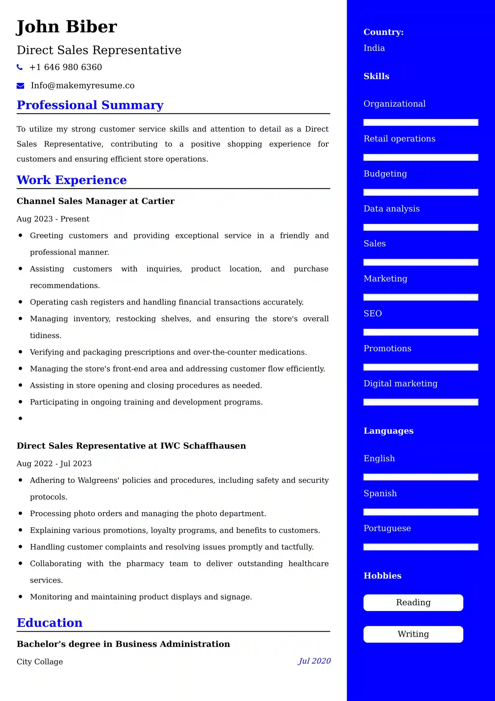 Direct Sales Representative Resume Examples - Australian Format and Tips