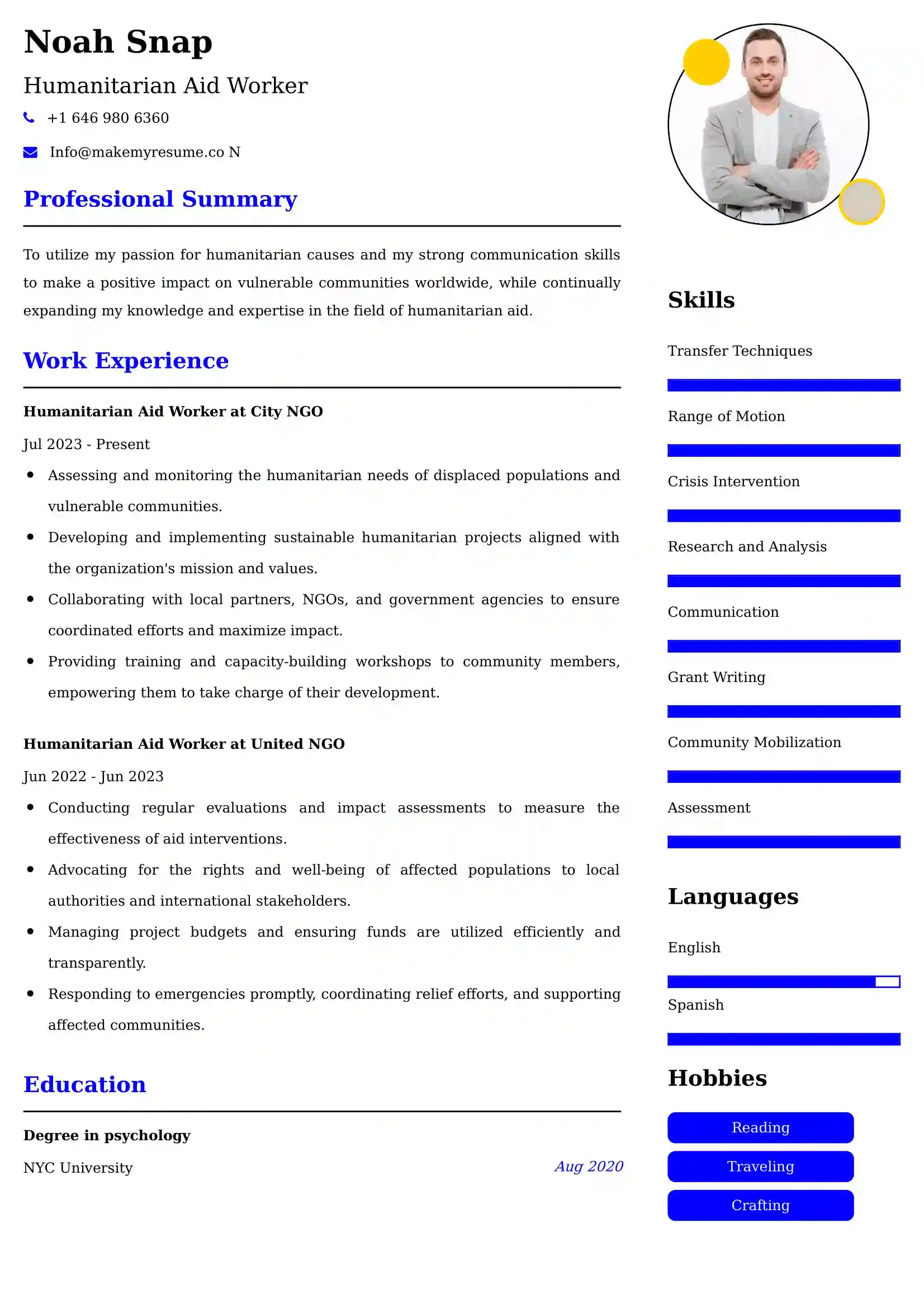 Humanitarian Aid Worker Resume Examples - Australian Format and Tips