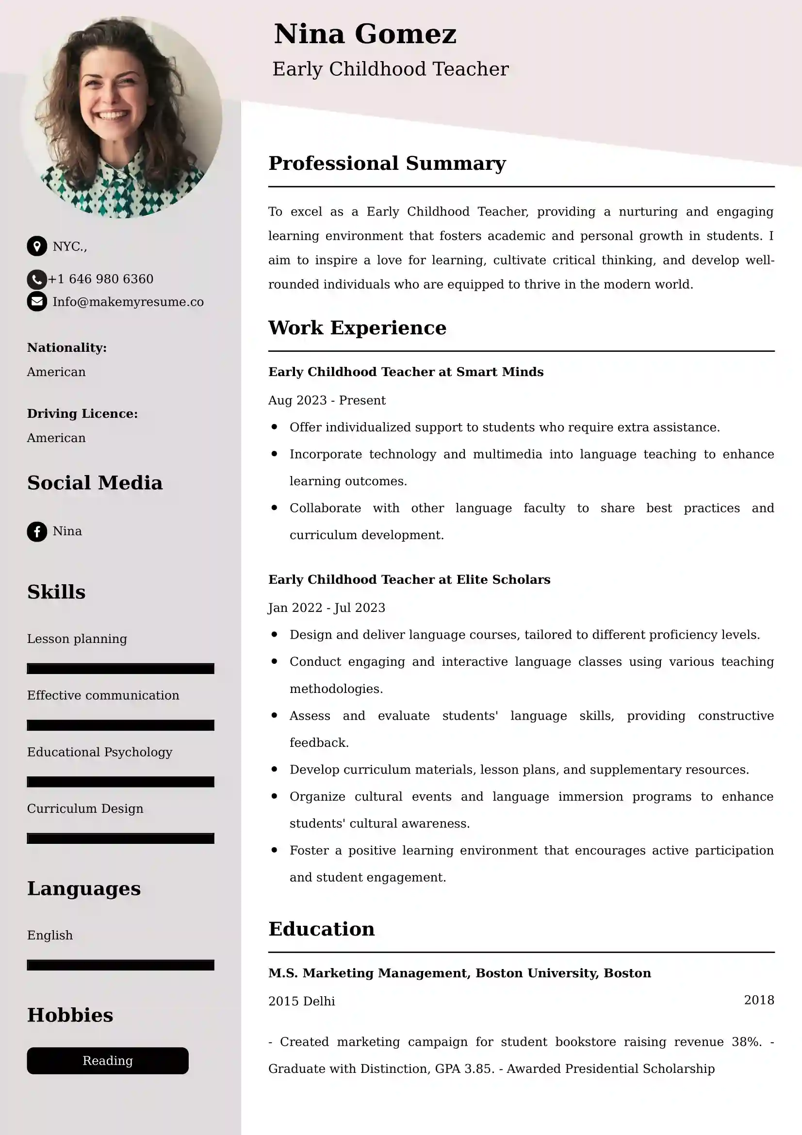 Early Childhood Teacher Resume Examples - Australian Format and Tips
