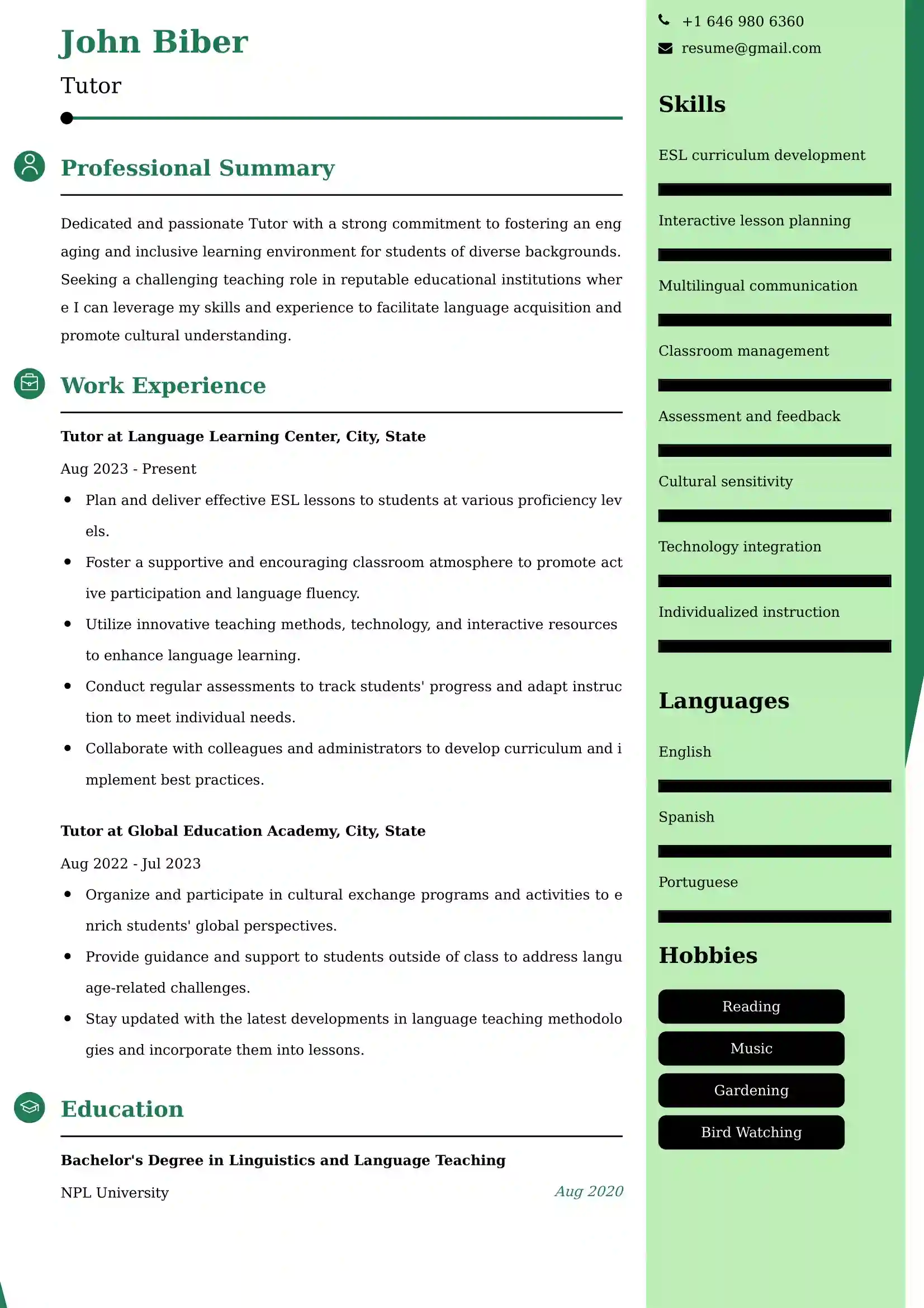 Tutor Resume Examples - Australian Format and Tips