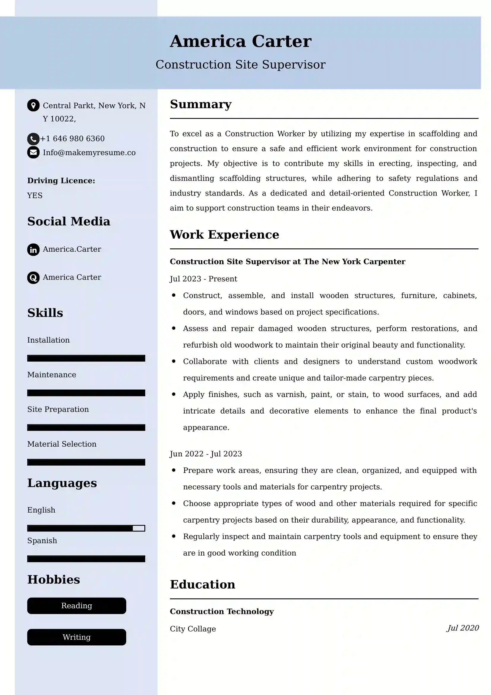 Carpenter Resume Examples - Australian Format and Tips
