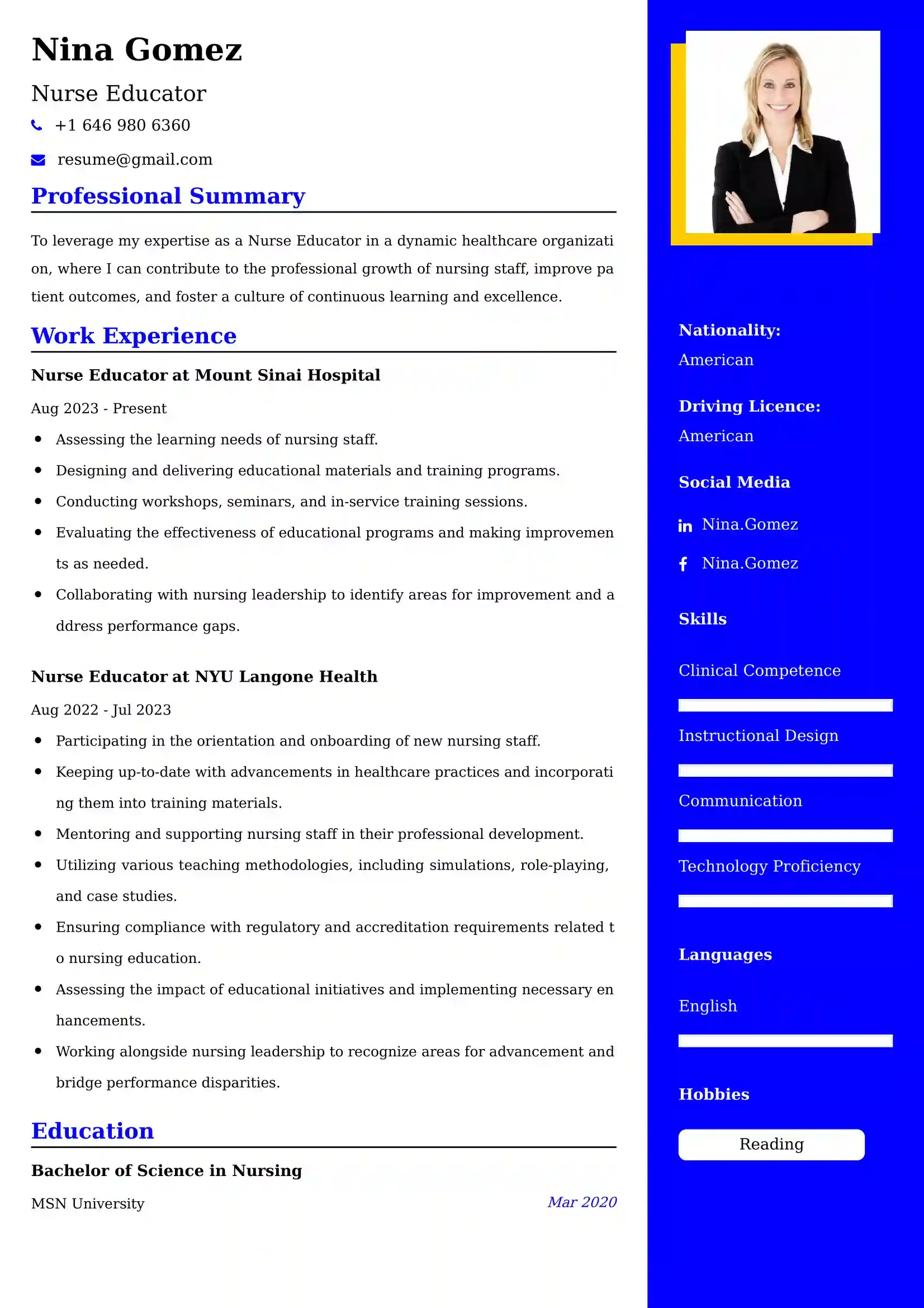 Nurse Educator Resume Examples - Australian Format and Tips