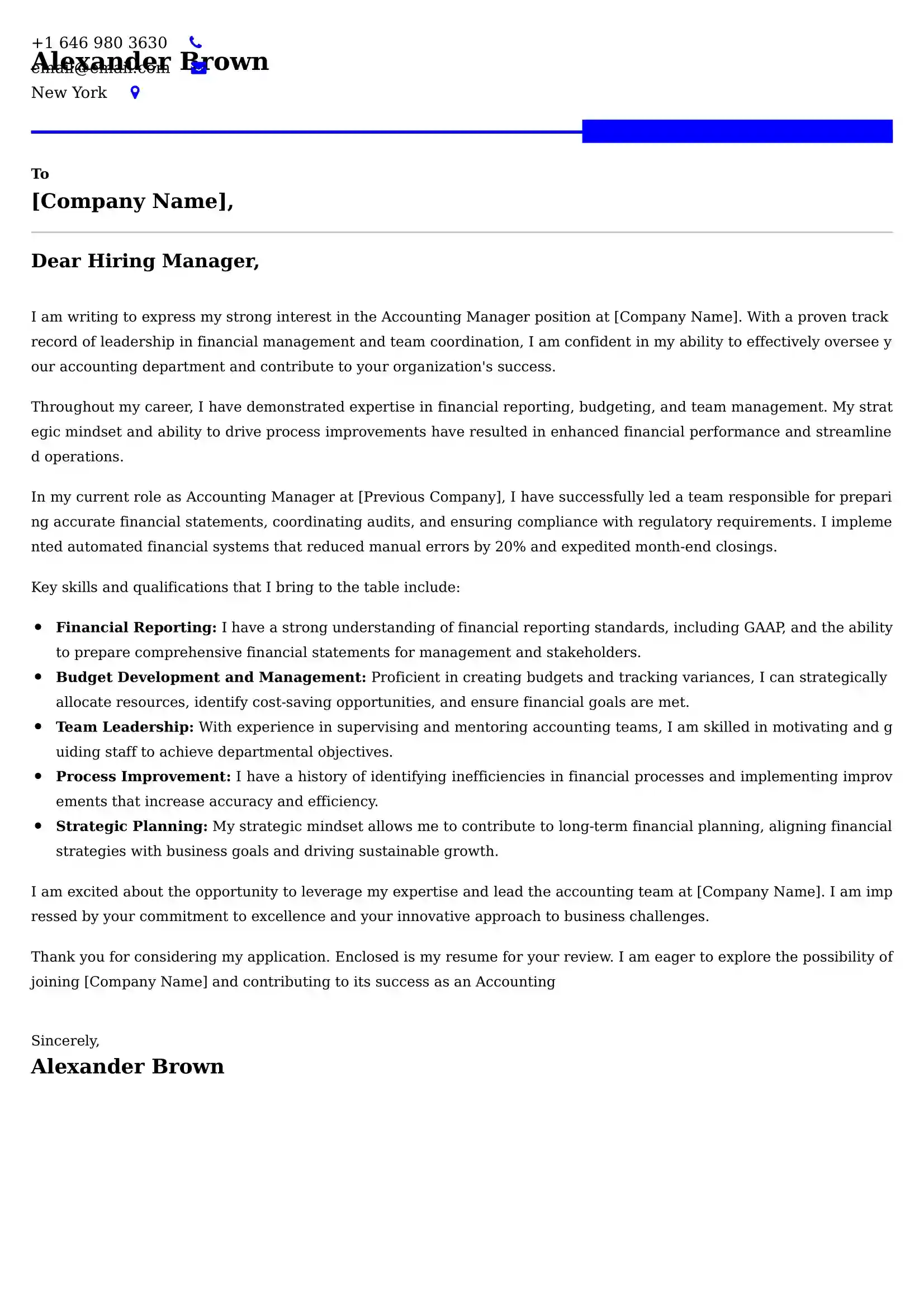 Accounting Manager Cover Letter Examples Australia