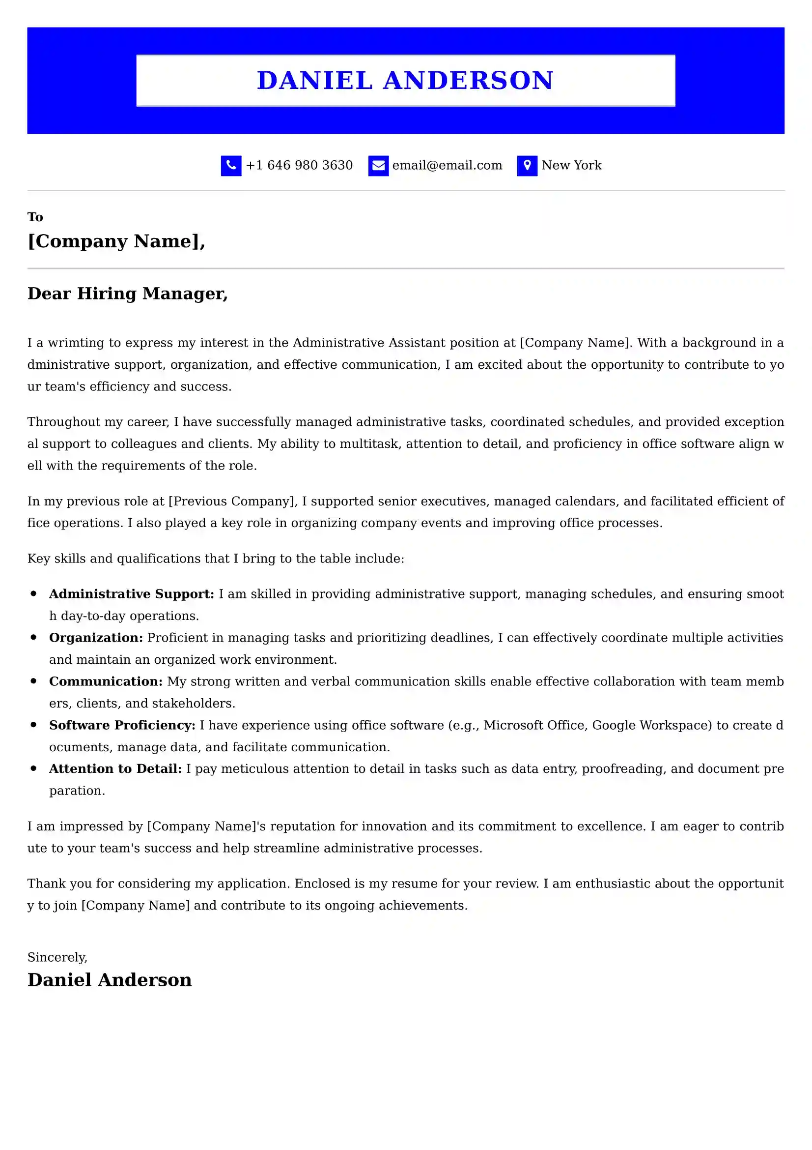 Administrative Assistant Cover Letter Examples Australia