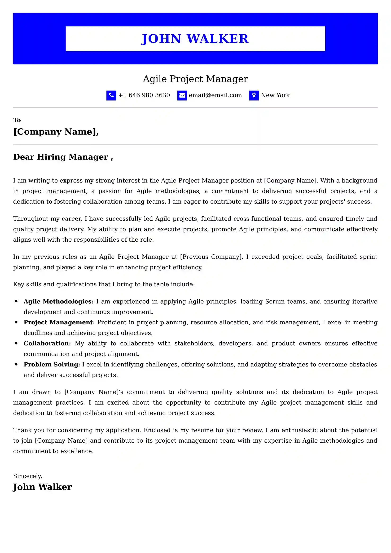 Agile Project Manager Cover Letter Examples Australia
