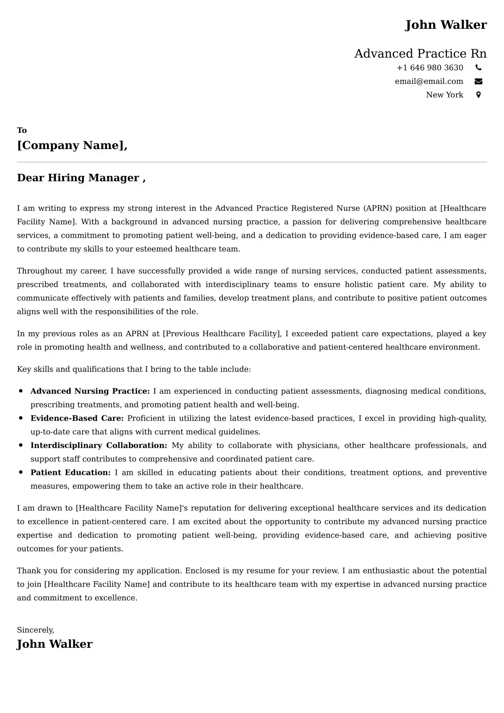 Advanced Practice Rn Cover Letter Examples Australia
